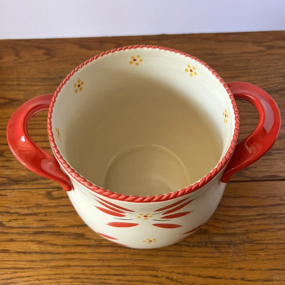 Temptations Old World Red‎ Crock Supersize Utensil Holder JAR Store & more 7
